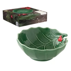EASY LIFE HOLLY ET BERRIES Bol Coupelle En Porcelaine Verte Et Rouge D14