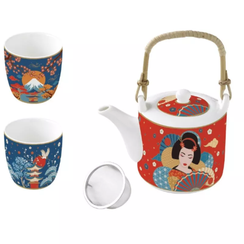 EASY LIFE TOKYO Coffret Deux Tasses Et Théière Porcelaine EASYLIFE 1 EASY LIFE TOKYO Coffret Deux Tasses Et Théière Porcelaine EASYLIFE