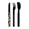 AKINOD 12H34 Set De 3 Couverts Inox Nomades CAMO VERT Finition Black