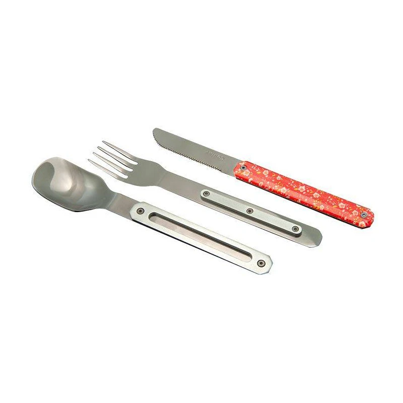 AKINOD 12H34 Set De 3 Couverts Inox Nomades HELIANTHEME ROUGE 2 AKINOD 12H34 Set De 3 Couverts Inox Nomades HELIANTHEME ROUGE – Image 2