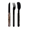 AKINOD 12H34 Set De 3 Couverts Inox Nomades LEOPARD Finition Black