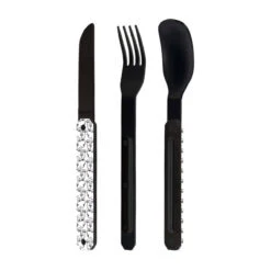 AKINOD 12H34 Set De 3 Couverts Inox Nomades VISAGE Finition Black