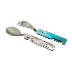 AKINOD 13H25 Set De Couverts Pliants Multifonctions Inox Nomades MOZAIQUE BLEUE