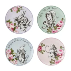 Kitchen Craft ALICE IN WONDERLAND Assiette à Dessert En Porcelaine D21cm KitchenCraft Les 4 Dans Un Coffret Cadeau
