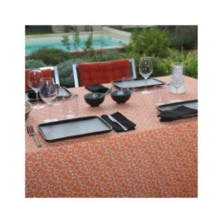 ANTIBES Nappe 100% Coton Enduit 150X150 Burnt Orange SUD ETOFFE