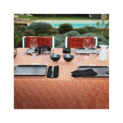 ANTIBES Nappe 100% Coton Enduit 250X150 Burnt Orange SUD ETOFFE