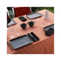 ANTIBES Nappe 100% Coton Enduit 300X150 Burnt Orange SUD ETOFFE