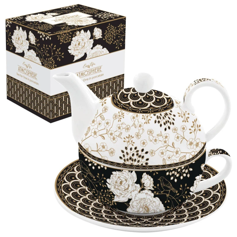 EASY LIFE ART DECO FLOWERS Tea For One Théière Et Tasse Avec Soucoupe 4 EASY LIFE ART DECO FLOWERS Tea For One Théière Et Tasse Avec Soucoupe – Image 4