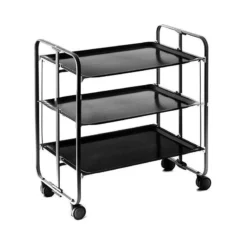 BAUHAUS Table Roulante Pliante 3 Plateaux DHO Noir Mat -Peugeot Boutique bauhaus table roulante pliante 3 plateaux dho noir mat 4