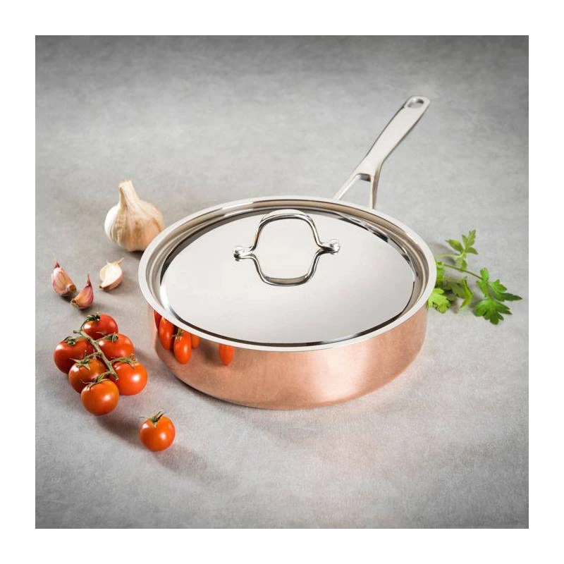 B´Chef Sauteuse Cuivre Couvercle Inox Baumalu D28 1 B´Chef Sauteuse Cuivre Couvercle Inox Baumalu D28
