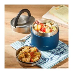Boîte Repas Isotherme Double Paroi En Inox Qwetch 850 Ml Bleu Nuit -Peugeot Boutique boite repas isotherme double paroi en inox qwetch 850 ml bleu nuit 2