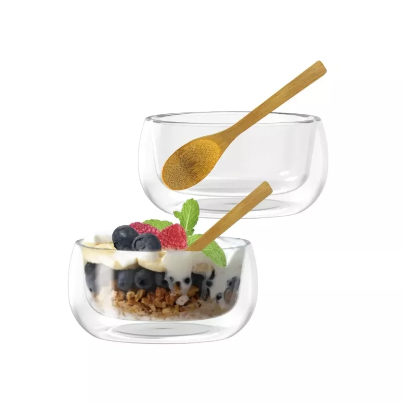 Bols à Double Paroi NUTS Avec Cuillère En Bambou Lot De 2 5 Bols à Double Paroi NUTS Avec Cuillère En Bambou Lot De 2 – Image 5