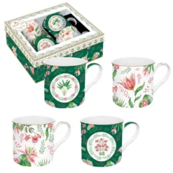 EASY LIFE BOTANIC CHIC Coffret 4 Mugs 30cl En Porcelaine -Peugeot Boutique botanic chic coffret 4 mugs 30cl en porcelaine 3