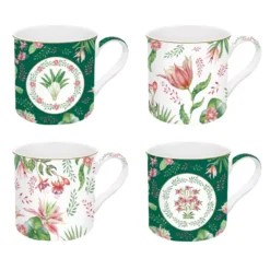 EASY LIFE BOTANIC CHIC Coffret 4 Mugs 30cl En Porcelaine -Peugeot Boutique botanic chic coffret 4 mugs 30cl en porcelaine 4