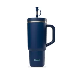 ACTIVE Bouteille Isotherme Double Paroi En Inox Avec Poignée Qwetch 1 L Bleu Marine