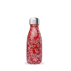 Bouteille Isotherme Double Paroi En Inox Qwetch 260 Ml Fleurs Rouge