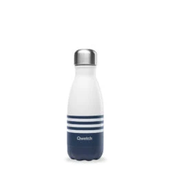 Bouteille Isotherme Double Paroi En Inox Qwetch 260 Ml Marinière Bleu