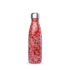 Bouteille Isotherme Double Paroi En Inox Qwetch 500 Ml Fleurs Rouge