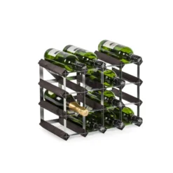 Casier à Vin Rangement Pour 16 Bouteilles Traditionnel Wine Rack Co Chêne Brûlé -Peugeot Boutique casier a vin rangement pour 16 bouteilles traditionnel wine rack co chene brule 2
