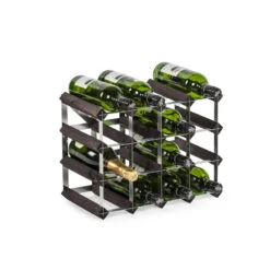 Casier à Vin Rangement Pour 16 Bouteilles Traditionnel Wine Rack Co Chêne Brûlé