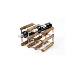 Casier à Vin Rangement Pour 9 Bouteilles Traditionnel Wine Rack Co Chêne Foncé