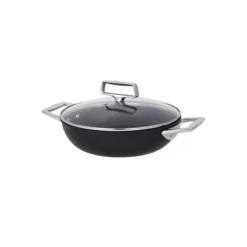 Castel´Pro Sauteuse Inox Revêtue 2 Anses Couvercle Verre Exceliss + CRISTEL D28
