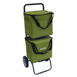 Chariot Double MODULO Poussette De Marché De Courses 2 Roues SIDEBAG Vert Anis