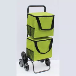 Chariot Double MODULO Poussette De Marché De Courses 6 Roues SIDEBAG Vert Anis