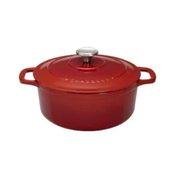 CHASSEUR Cocotte Ronde Fonte émaillage Noir ROUGE Diamètre 28 Cm
