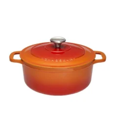 CHASSEUR Cocotte Ronde Fonte émaillée ORANGE Diamètre 26 Cm
