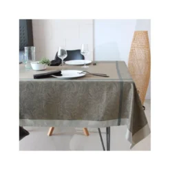 INDIRA Nappe Jacquard Polyesther 250X150 Bronze SUD ETOFFE -Peugeot Boutique chateaurenard nappe 100 coton enduit 150x150 blanc sud etoffe p 32