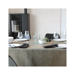 INDIRA Nappe Jacquard Polyesther 250X150 Bronze SUD ETOFFE -Peugeot Boutique chateaurenard nappe 100 coton enduit 150x150 blanc sud etoffe p 33