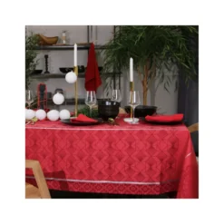 REVEILLON Nappe Jacquard Polyesther 300X150 Rouge SUD ETOFFE 15 REVEILLON Nappe Jacquard Polyesther 300X150 Rouge SUD ETOFFE -Peugeot Boutique chateaurenard nappe 100 coton enduit 150x150 blanc sud etoffe p 5