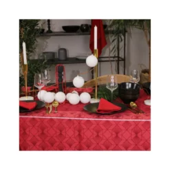 REVEILLON Nappe Jacquard Polyesther 350X150 Rouge SUD ETOFFE -Peugeot Boutique chateaurenard nappe 100 coton enduit 150x150 blanc sud etoffe p 60