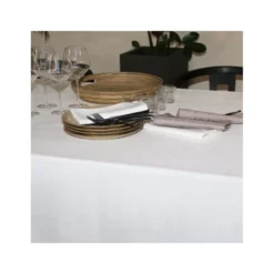 CHATEAURENARD Nappe Jacquard Polyester Damassé 180X180 Blanc SUD ETOFFE -Peugeot Boutique chateaurenard nappe 100 coton enduit 150x150 blanc sud etoffe p 83