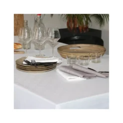 CHATEAURENARD Nappe Jacquard Polyesther Damassé 250X150 Blanc SUD ETOFFE