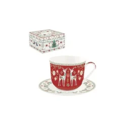 EASY LIFE CHRISTMAS FOLK Coffret Déjeuner 40 Cl Avec Soucoupe En Porcelaine