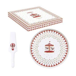 EASY LIFE CHRISTMAS WONDERLAND Plat à Tarte Avec Sa Pelle En Porcelaine D32