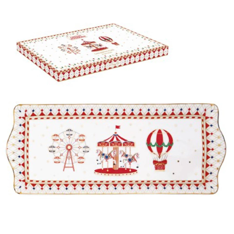 EASY LIFE CHRISTMAS WONDERLAND Plat De Service Cake Rectangulaire Porcelaine 35 X 15 1 EASY LIFE CHRISTMAS WONDERLAND Plat De Service Cake Rectangulaire Porcelaine 35 X 15
