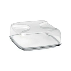 Cloche à Fromage Carré Avec Plateau Porcelaine GUZZINI Gris