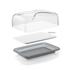 Cloche à Fromage Rectangulaire Avec Plateau Porcelaine GUZZINI Gris 7 Cloche à Fromage Rectangulaire Avec Plateau Porcelaine GUZZINI Gris -Peugeot Boutique cloche a fromage rectangulaire avec plateau porcelaine guzzini gris 3