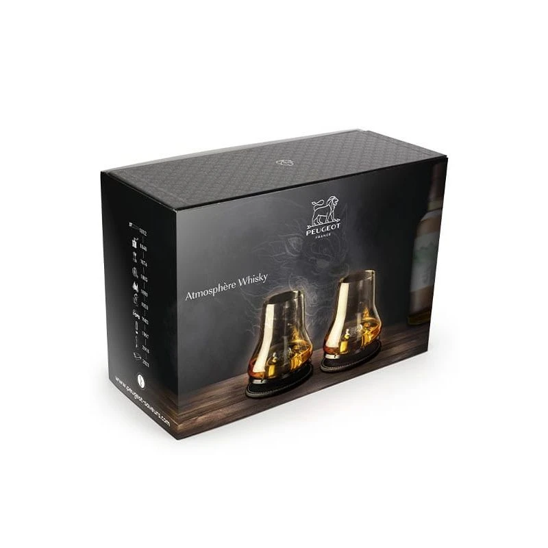 COFFRET ATMOSPHERE 2 Verres à Dégustation à Whisky + Socle Rafraichisseur + Dessous De Verre PEUGEOT Noir Mat 6 COFFRET ATMOSPHERE 2 Verres à Dégustation à Whisky + Socle Rafraichisseur + Dessous De Verre PEUGEOT Noir Mat – Image 6