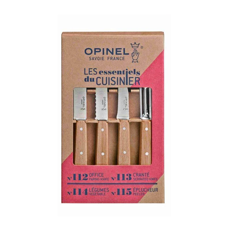 Coffret Les Essentiels Bois Hêtre - Office, Universel, économe, Bec Oiseau - OPINEL 1 Coffret Les Essentiels Bois Hêtre - Office, Universel, économe, Bec Oiseau - OPINEL