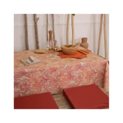 CORAUX Nappe 70% Coton 30% Polyester Enduit 200X150 Orange SUD ETOFFE