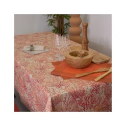 CORAUX Nappe 70% Coton 30% Polyester Enduit 200X150 Orange SUD ETOFFE -Peugeot Boutique coraux nappe 70 coton 30 polyester enduit 200x150 orange sud etoffe 3