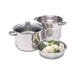 Kitchen Craft Cuiseur Multifonctions Vapeur Pâtes Marmite Inox 26cm 7,5 L + Couvercle SC