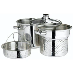 Cuiseur Multifonctions Vapeur Pâtes Marmite Inox Avec Couvercle Verre Kitchen Craft D20 4L