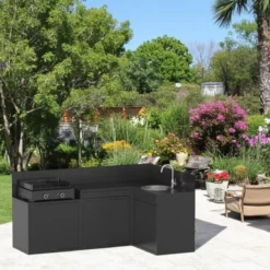 BARBECOOK Cuisine Extérieure Noire 4 Modules Avec Angle Forge Adour -Peugeot Boutique cuisine exterieure noire 4 modules avec angle 15