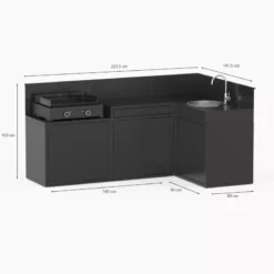 BARBECOOK Cuisine Extérieure Noire 4 Modules Avec Angle Forge Adour -Peugeot Boutique cuisine exterieure noire 4 modules avec angle 9