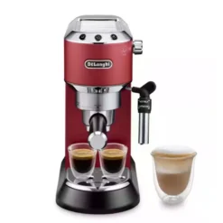 DEDICA Machine à Café EXPRESSO Solo Pompe PREMIUM DeLonghi Rouge